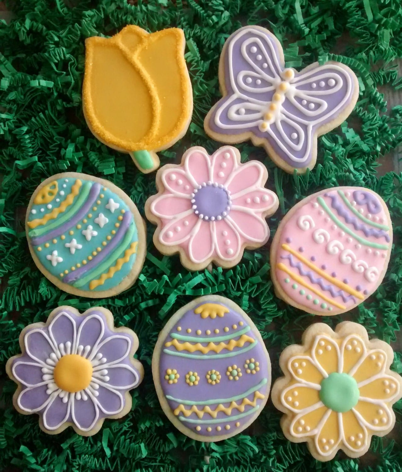 Easter Egg Sugar Cookies
 12 Easter sugar cookies Easter eggs daisy and tulip flowers