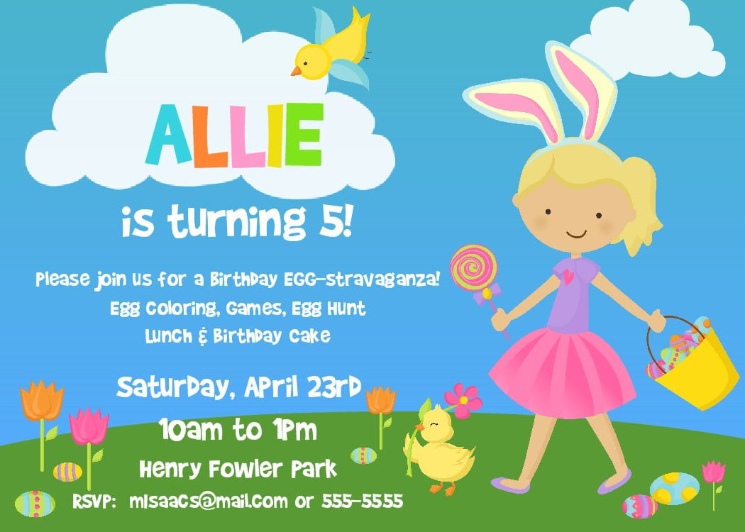 Easter Party Invitations
 Easter Birthday Invitations Ideas – Bagvania FREE