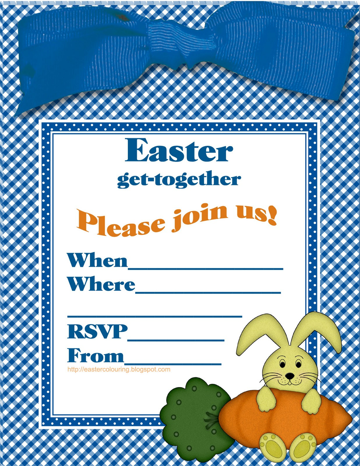 Easter Party Invitations
 EASTER COLOURING Fill in the blanks printable party