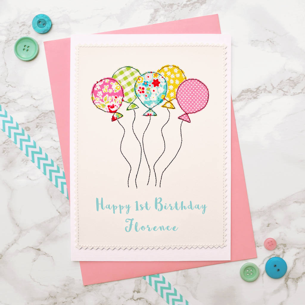 Free Gift Ideas For Girlfriend
 balloons Handmade Girls First Birthday Card By Jenny