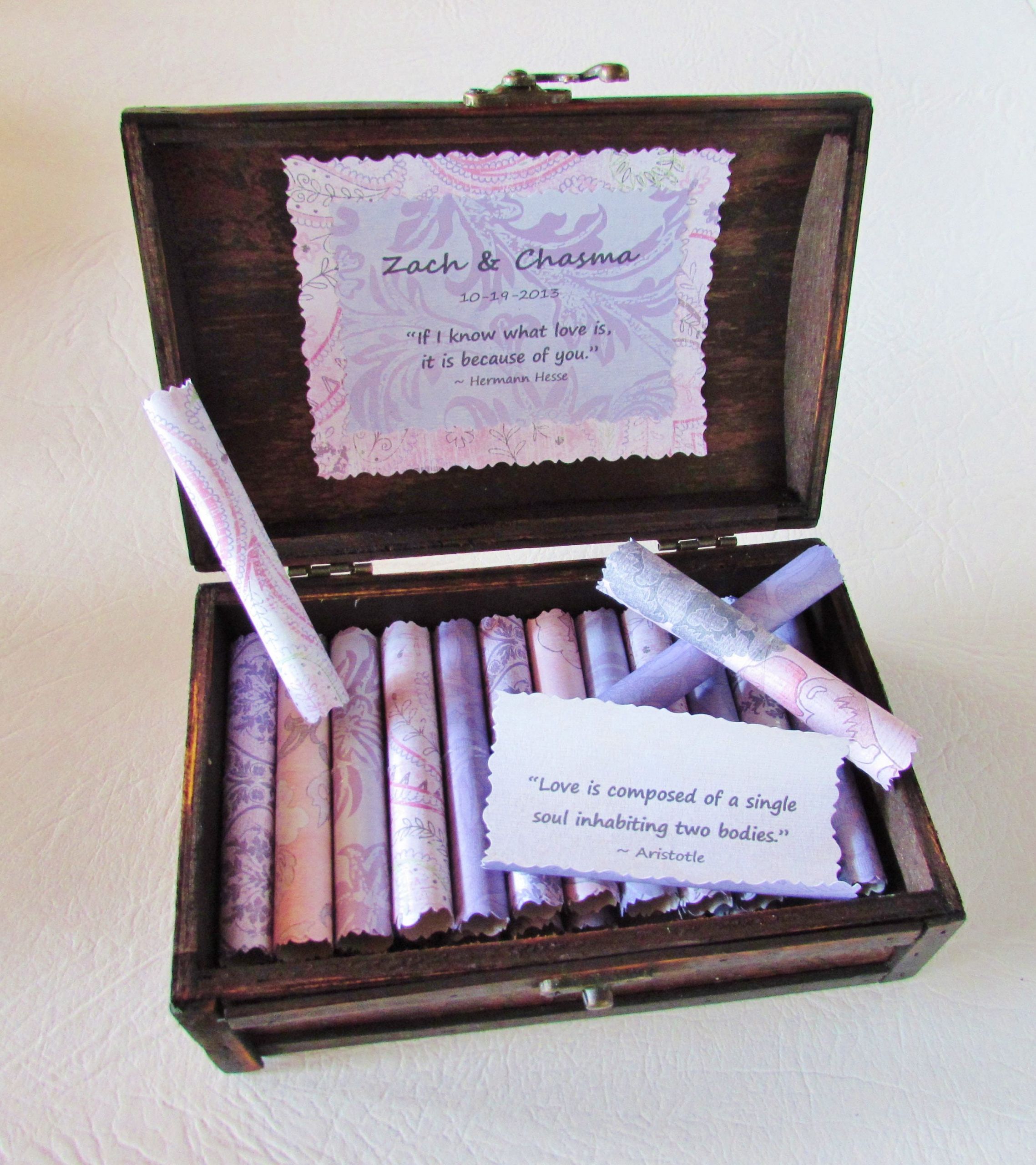 Girlfriend Anniversary Gift Ideas
 Anniversary Scroll Box love quotes wood jewelry box