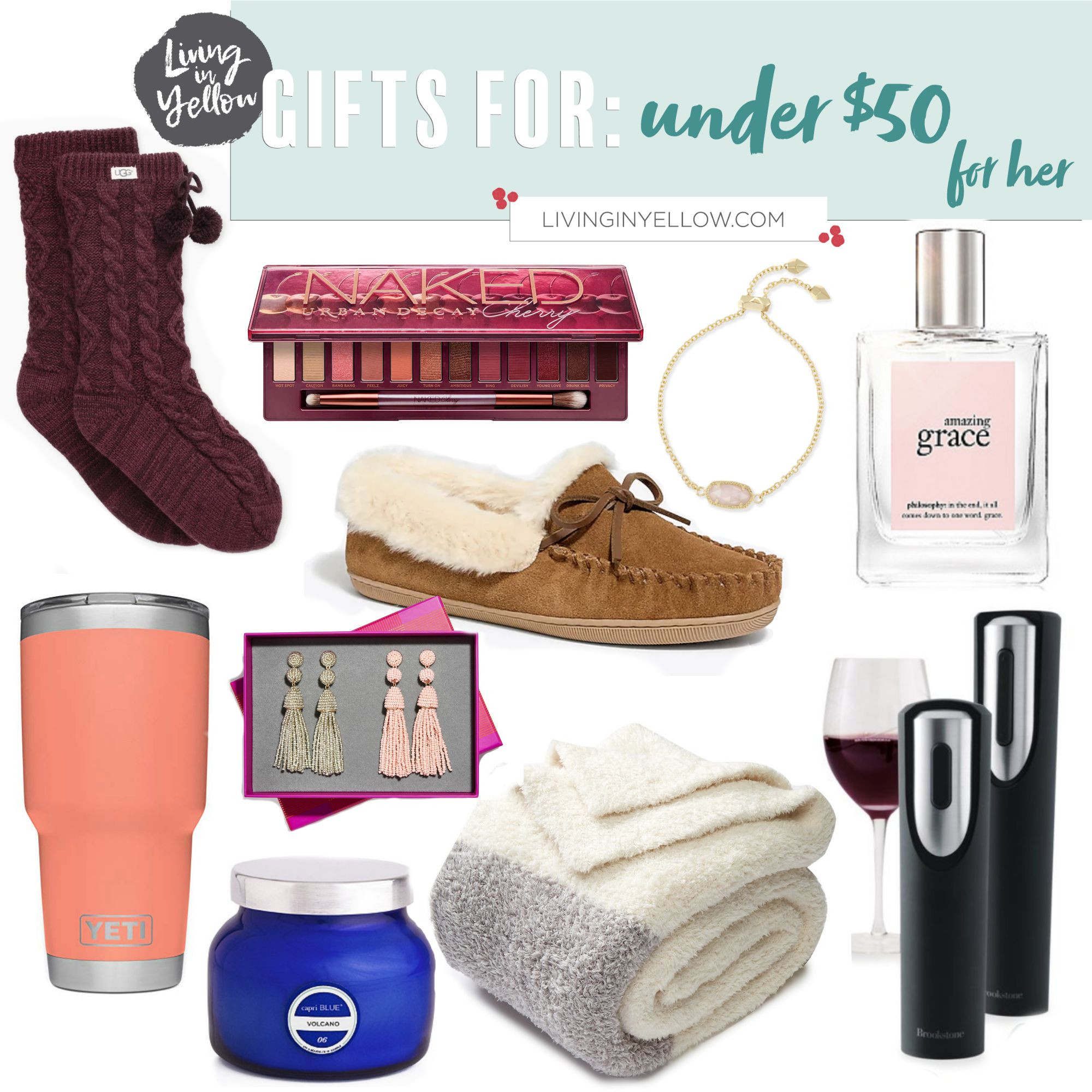 Girlfriend Gift Ideas Under $50
 Gift Guide Under $50 for Her Living in Yellow