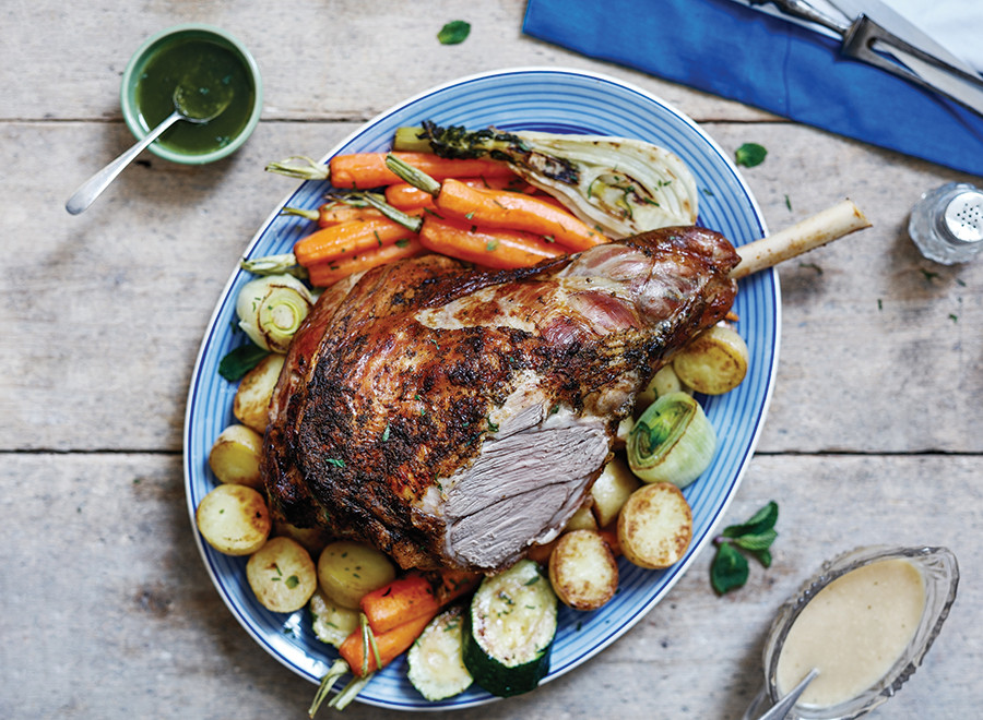 Lamb For Easter
 Easter lamb with roast spring ve ables