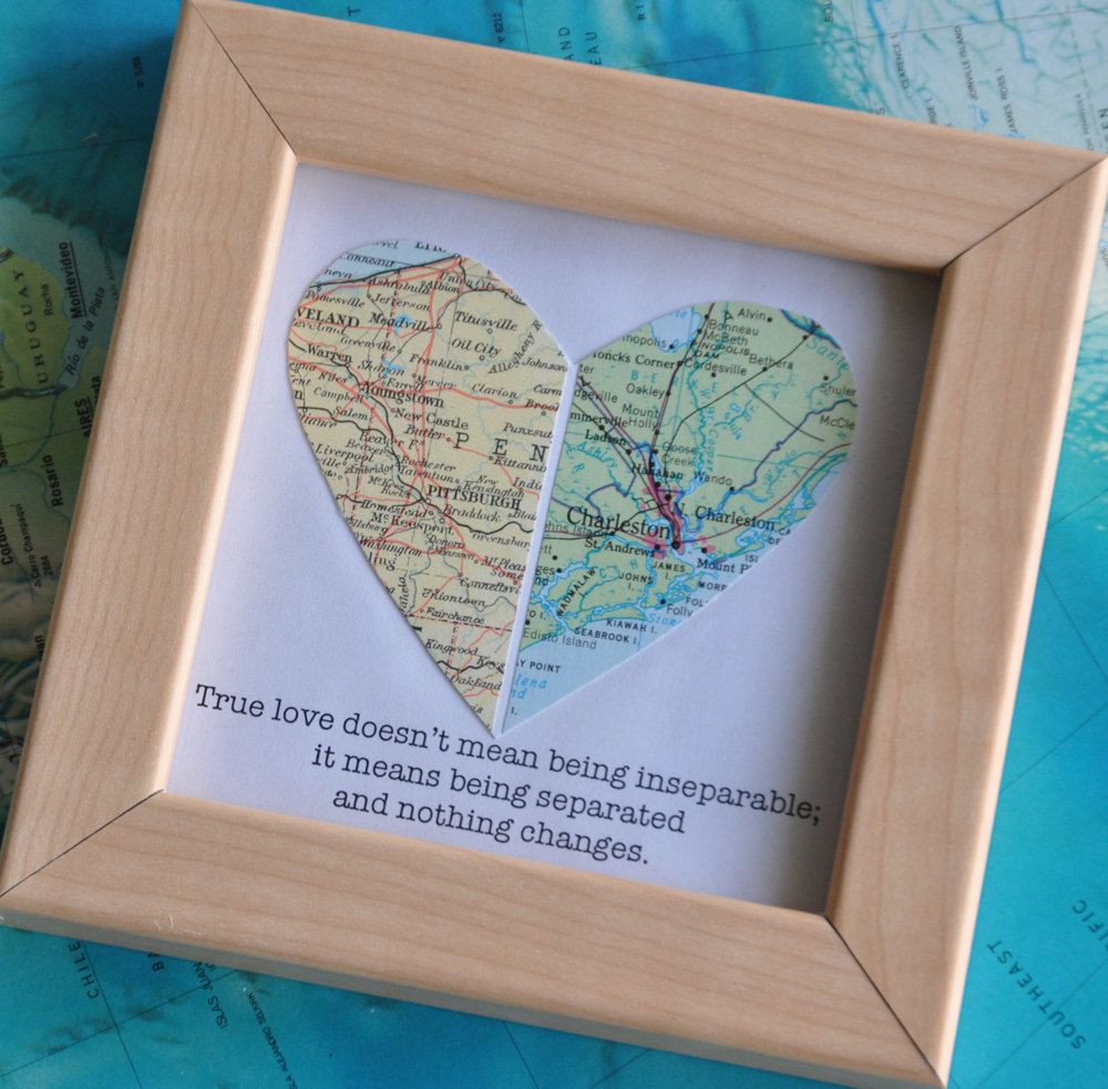 Long Distance Relationship Gift Ideas For Boyfriend
 Long Distance Relationship Gift for Boyfriend Framed Map