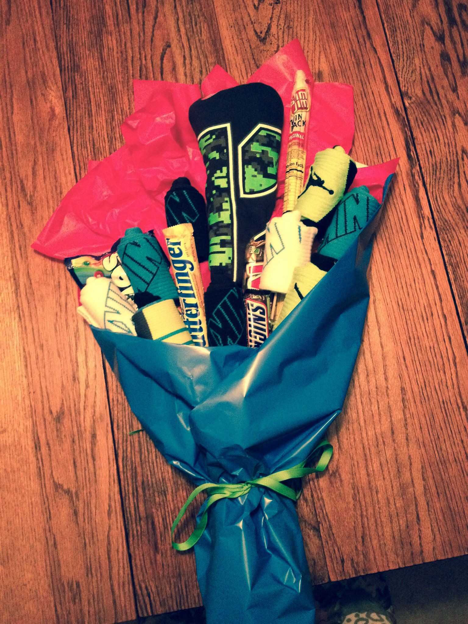 Valentine Gift Ideas For 16 Year Old Boyfriend
 Nike elite socks bouquet for my 12 year old with treats