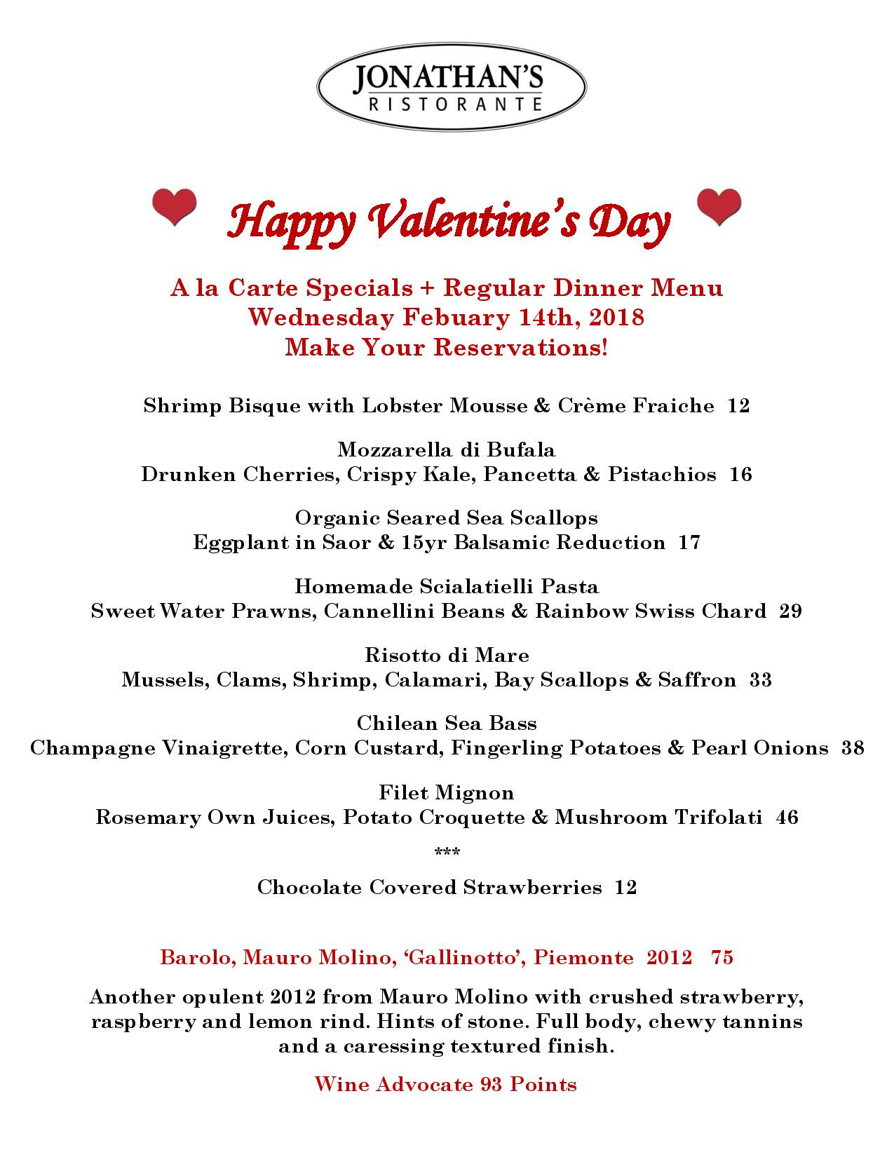 Valentines Day Dinner Specials
 Valentines Day Long Island 2020 Jonathan s Ristorante