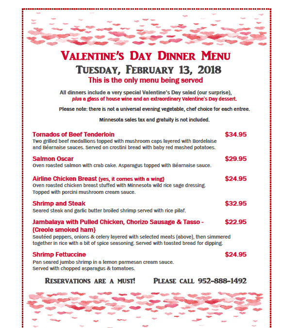 Valentines Day Dinner Specials
 Valentine s Day Dinner Special Bloomington Event Center